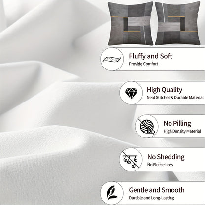 2pcs Modern Geometric Throw Pillow Covers, 45.72x45.72 cm, Dual-Sided Design, Soft Polyester, Zip Closure - Perfect for Living Room & Bedroom Decor (Inserts Not Included)