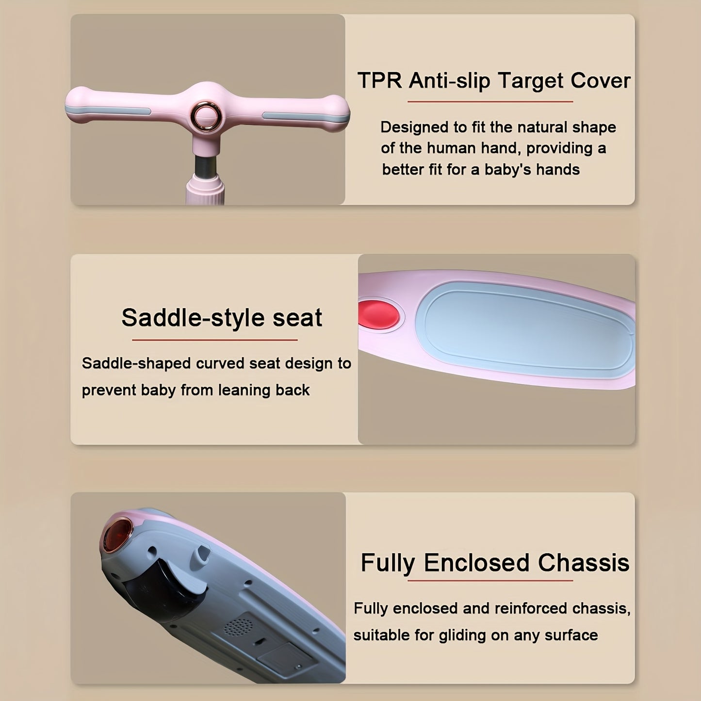 Kids Scooter with Foldable Seat & 2-in-1 Sit & Stand Modes, 5-Level Adjustable Handlebar, Pink with LED Lights & Music, 2-Wheel Stability, Front Brakes & Rear Suspension, Heavy-Duty Construction for Boys & Girls 3-12 Years (B