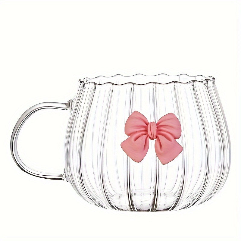 1pc Butterfly Pattern High Borosilicate Glass Coffee Cup, Heat-Resistant Vertical Ribbed Tea & Milk Mug, Durable Glass Drinkware, with No Assembly Required for Tea & Coffee