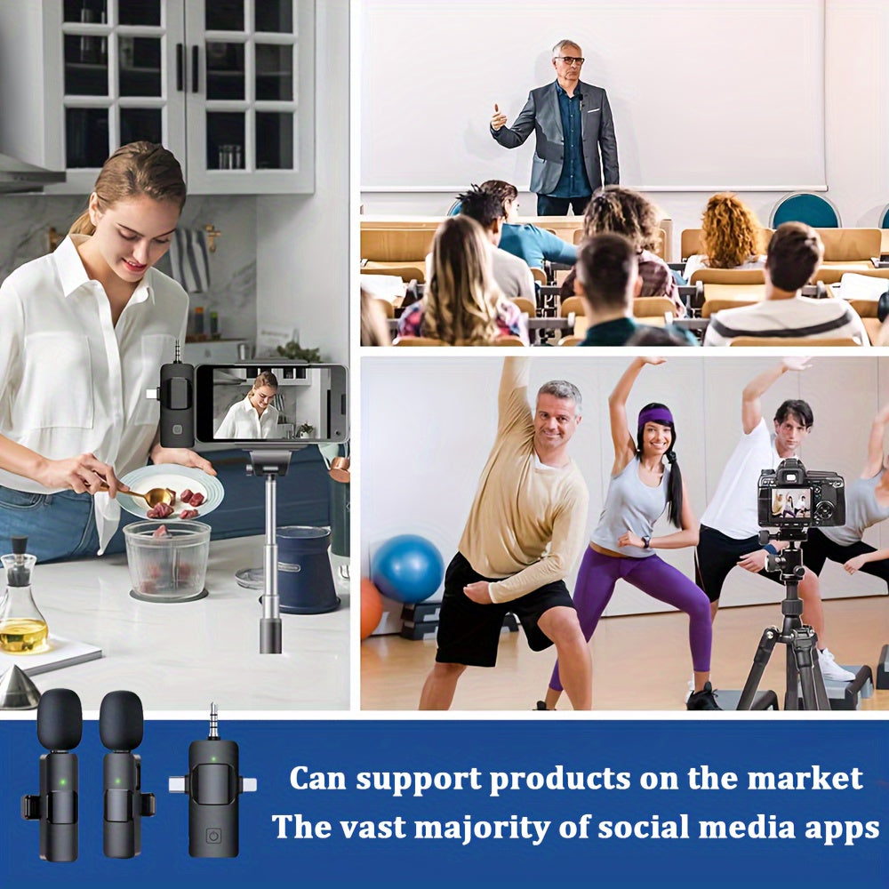 3.5mm Jack 3-in-1 Professional Wireless Lavalier Microphone with Noise Cancelling, Clear Sound, High Sensitivity, 2.4GHz Receiver, Stable Transmission - Ideal for Computers, Cameras, Laptops, Online Teaching, Conferences, Tou