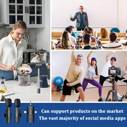 3.5mm Jack 3-in-1 Professional Wireless Lavalier Microphone with Noise Cancelling, Clear Sound, High Sensitivity, 2.4GHz Receiver, Stable Transmission - Ideal for Computers, Cameras, Laptops, Online Teaching, Conferences, Tou