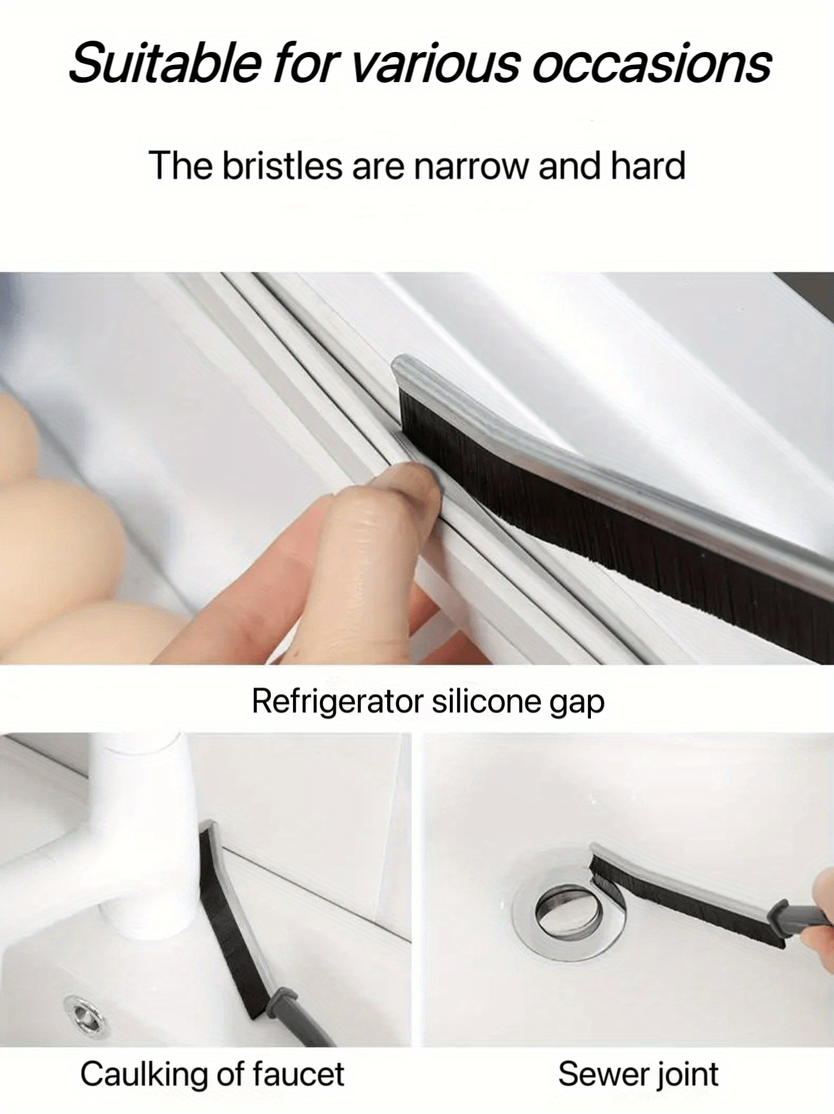 1pc Bathroom Crevice Brush, Toilet Kitchen Tile Corner Cleaning Brush, Multifunctional Window Seam Groove Dust Brush, Hard Bristle Brush, Household Cleaning Tools