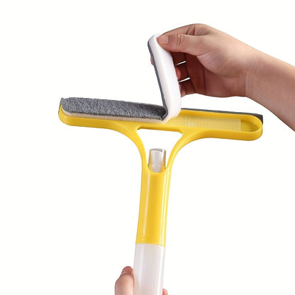 3-In-1 Multi-Functional Glass Cleaning Tool with Sprinkler, Polypropylene (PP) Plastic, for Bathroom, Kitchen, Living Room, Bedroom, Toilet - Efficient Mirror And Window Scraper