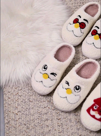 Christmas Tree Pattern Fuzzy Slippers, Winter Warm Closed Toe Flat Floor Shoes, Cozy Soft Sole Plush Home Slippers