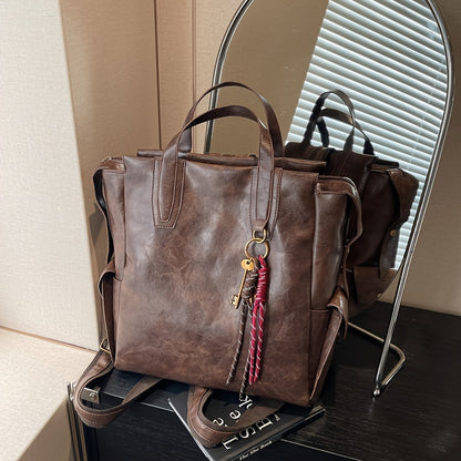 Women's Vintage Backpack - Large Capacity Laptop Backpack with Adjustable Padded Straps, Golden-Tone Hardware & Zipper Closure, Brown/Black/Coffee Brown Tote Backpack for Work, School, Travel - Stylish & Durable Everyday Carr