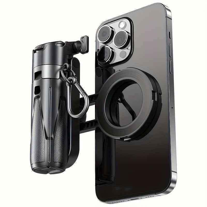 Stick de selfie multifunções 4 em 1 com controlo remoto sem fios | Combinação dupla de clipe magnético e para telemóvel, rotação de 360°