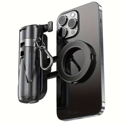 Stick de selfie multifunções 4 em 1 com controlo remoto sem fios | Combinação dupla de clipe magnético e para telemóvel, rotação de 360°