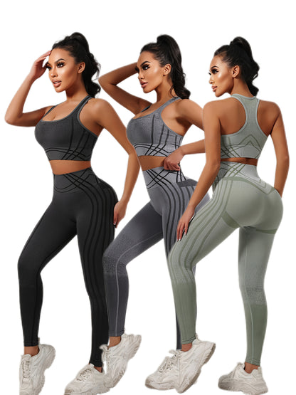 Women'S High Waist Yoga Pants And Sports Bra Set 3pcs Set