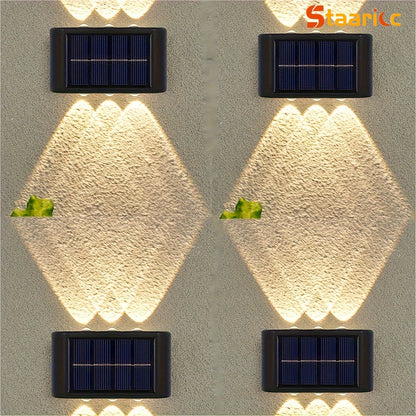 Staaricc 6/ 4/ 2pcs Solar Wall Light, Outdoor 6 LED Deck Lights, Wall Light, For Courtyard, Street, Fence, Garage, Garden Perfect Decoration