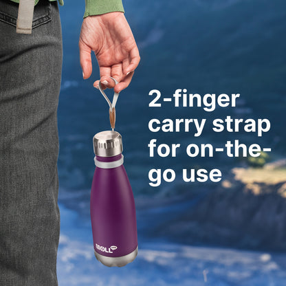 1pc Mollcity 9oz/266ml Stainless Steel Water Bottle - Vacuum Insulated, Leak-Proof, BPA-Free, Double-Wall Insulated with Carry Strap, 24H Cold & 12H Hot, Lightweight & Durable for School, Sports, Travel, Outdoor, Gym, Hiking