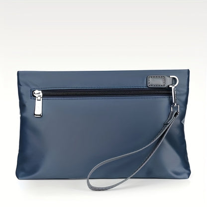 MARHSEIKE Men's Large Capacity Clutch Bag - Stylish Black Nylon Handbag with Zippered Compartment & Adjustable Strap, Trendy Business Phone Holder for Everyday Use, Secure Travel Pouch|Modern Masculine Clutch|Durable Zipper C