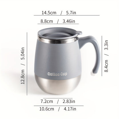 Caneca térmica em aço inoxidável de 500ml com tampa, parede dupla com isolamento a vácuo para bebidas quentes e frias, ideal para casa, atividades ao ar livre, campismo, aniversários, férias, Dia de Ação de Graças e Natal.