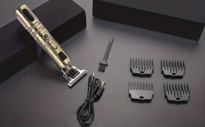 LED Display Men'S Electric Shaver, Professional Men'S Hair Clipper, Hair Trimmer, USB-C Rechargeable, Wireless Long Hair Trimmer, Hair/Beard Trimming Kit with 4 Attachments Combs