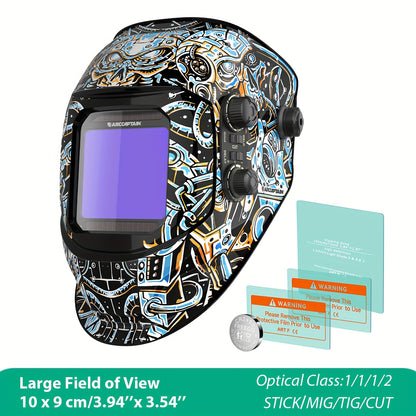 Máscara de soldadura com ecrã de visualização ampla, ARCCAPTAIN, com escurecimento automático True Color.