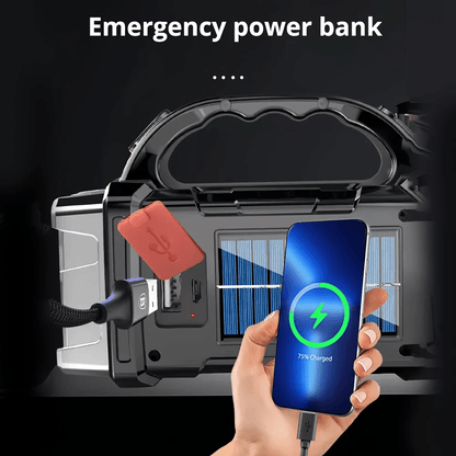 1 Portable Solar and USB Rechargeable LED Bulb Flashlight, 1500 mAh Nickel Battery, COB Work Light, 4 Modes, Great for Camping