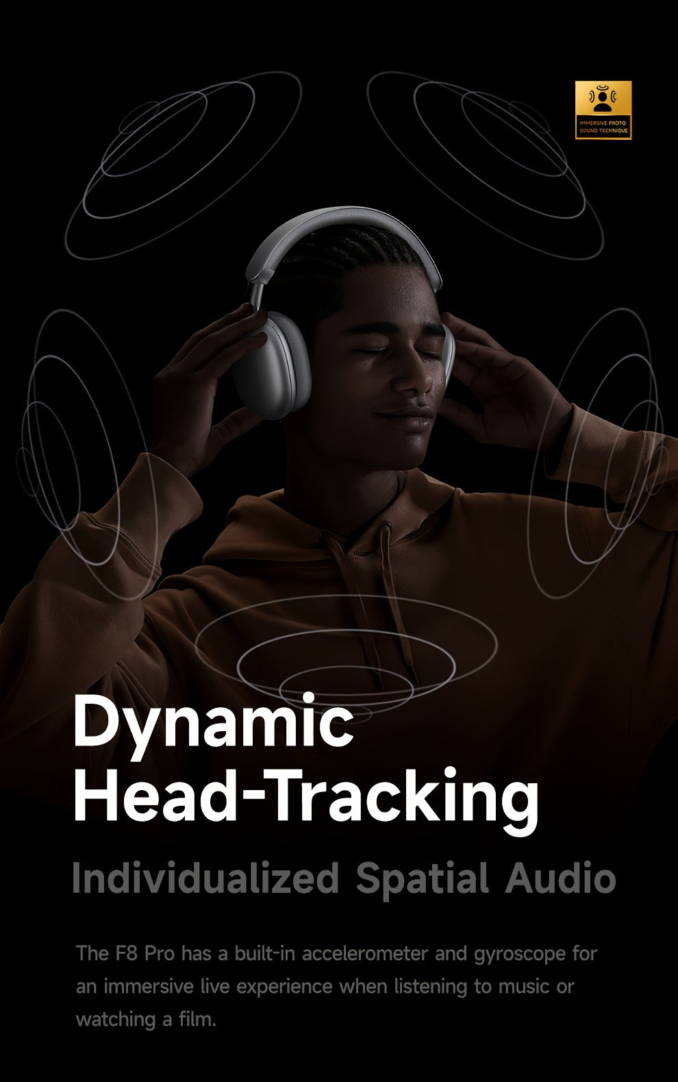 PICUN Wireless Headphones with Dynamic Head Tracking, -52dB ANC Noise Cancellation, 140Hrs Battery Life, Wireless 5.4, Wired/Wireless Switch, Double Connection & Multi-Mode Audio, Closed-back Design, Plastic Material, Compati