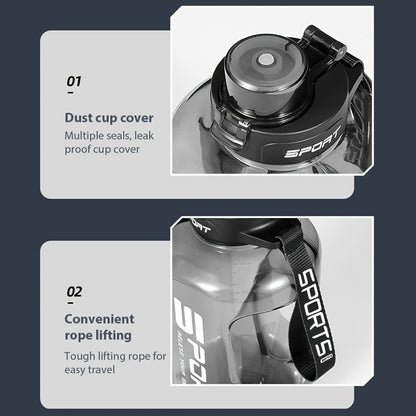 1pc 2.5L/84.54oz Large Capacity Leakproof Straw Water Bottle - Portable, Durable PC Plastic with Flip Top Lid, Ideal for Outdoor Sports, Travel & Fitness, Hydrate in Style with "SPORT" Motivational Design, Sports Water Bottle