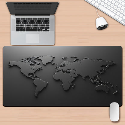 1pc XXL World Map Mouse Pad - Large Desk Mat for Gaming & Office Decor, Non-Slip Rubber Base, Durable Stitched Edges, Smooth Surface, Multi-Functional Black and White Design, Mouse Pads for Desk