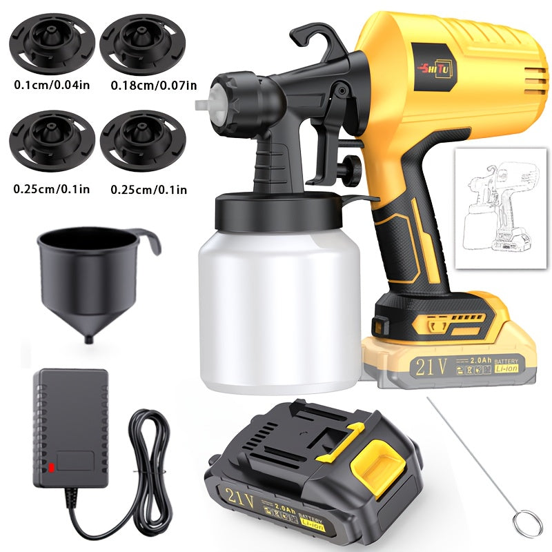 2025 New Model Wireless Paint Sprayer with Cordless High-Pressure Spray Gun - Heavy-Duty Battery-Powered Paint Gun with Ergonomic Grip, Easy-Clean Design & Large Paint Tank for Indoor/Outdoor Walls, Wood, Furniture, DIY Proje