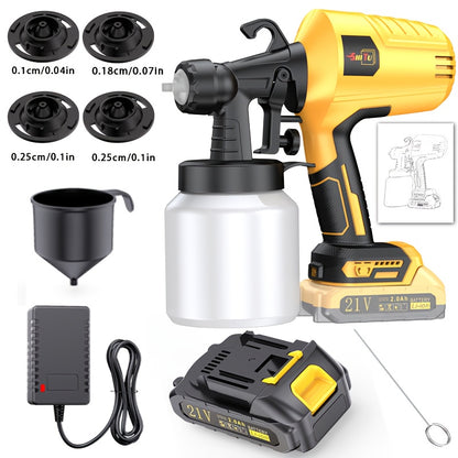 2025 New Model Wireless Paint Sprayer with Cordless High-Pressure Spray Gun - Heavy-Duty Battery-Powered Paint Gun with Ergonomic Grip, Easy-Clean Design & Large Paint Tank for Indoor/Outdoor Walls, Wood, Furniture, DIY Proje