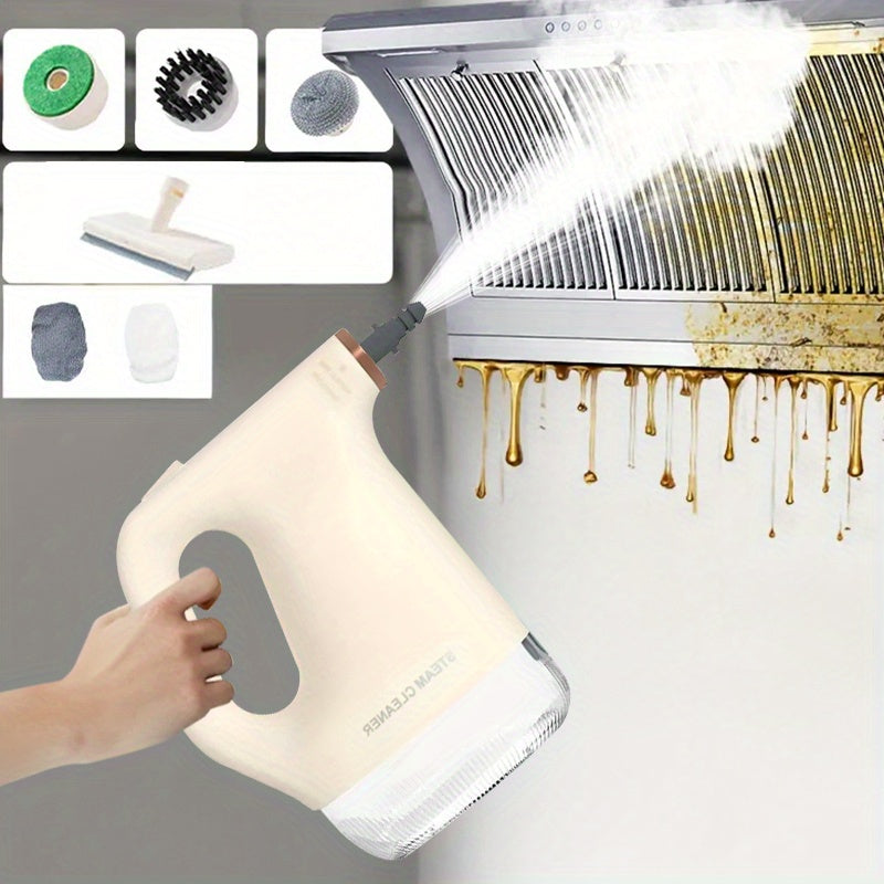 Portable high power handheld steam cleaner, 1300W adjustable temperature and pressure - capacity, maximum temperature 100°C, wide range of cleaning accessories, kitchen, bathroom, furniture and car multi-functional cleaning