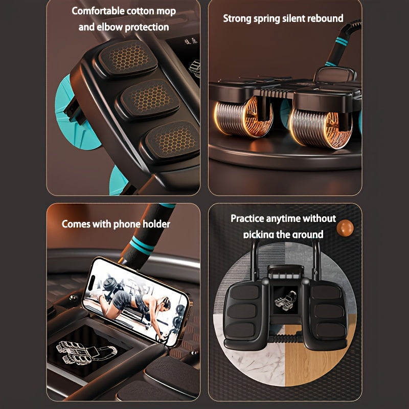 Lingpeng Smart Ab Roller com Rebote Automático - Aparelho de Treino de Força Abdominal com 4 Rodas e Apoio para Cotovelos, Material Durável em PP/TPE, Ideal para Exercícios em Casa, Lingpeng