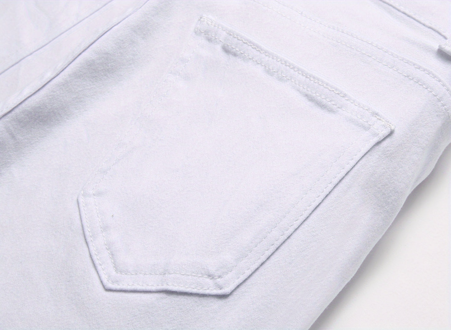 Men Fashion White Ripped Distressed Destroyed Washed Denim Jeans Ripped Slim Fit Wild Jeans White Denim Pants