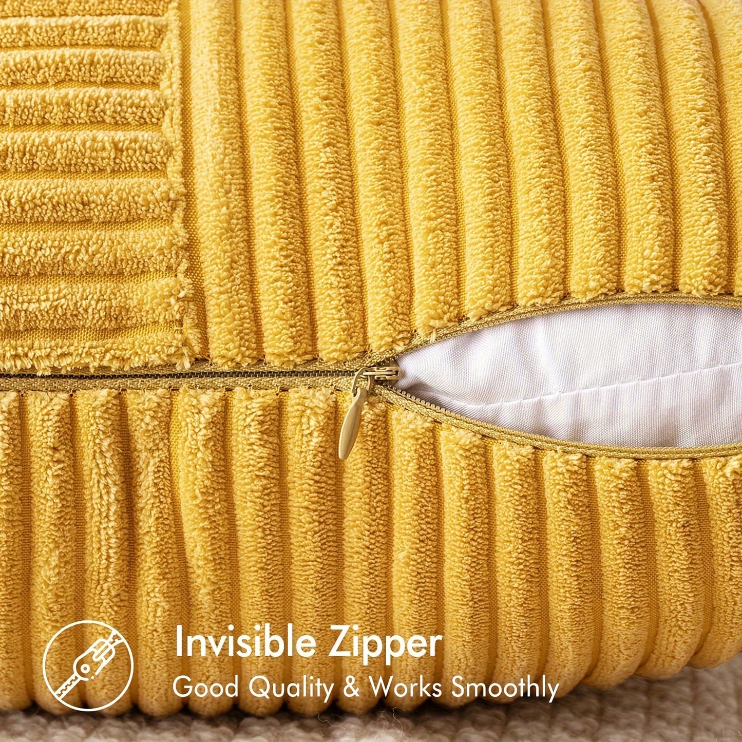 Conjunto de 4 almofadas sortidas (2 quadradas + 2 retangulares) com enchimento, superfície lisa, almofadas às riscas em bombazine resistentes ao desgaste, ideais para decorar sofás, quartos, salas e varandas.