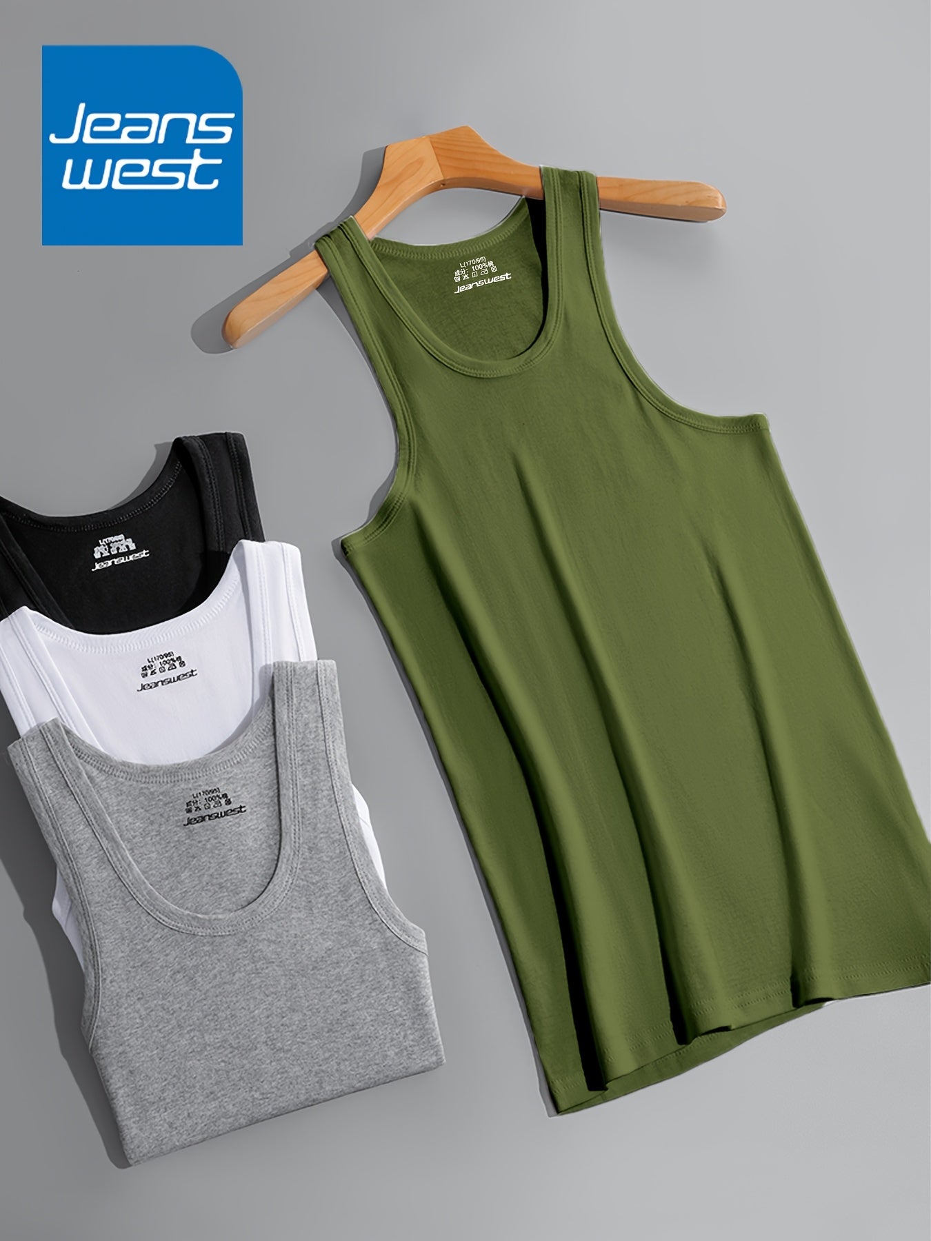 JEANSWEST 5pcs Men'S Tank Tops - Slim Fit Solid Color V-Neck T-Shirts, Breathable Stretch Fabric, Casual & Comfortable for Casual Attire, Solid Color Tank Tops | Vneck Tank Tops | Stretchy Fabric