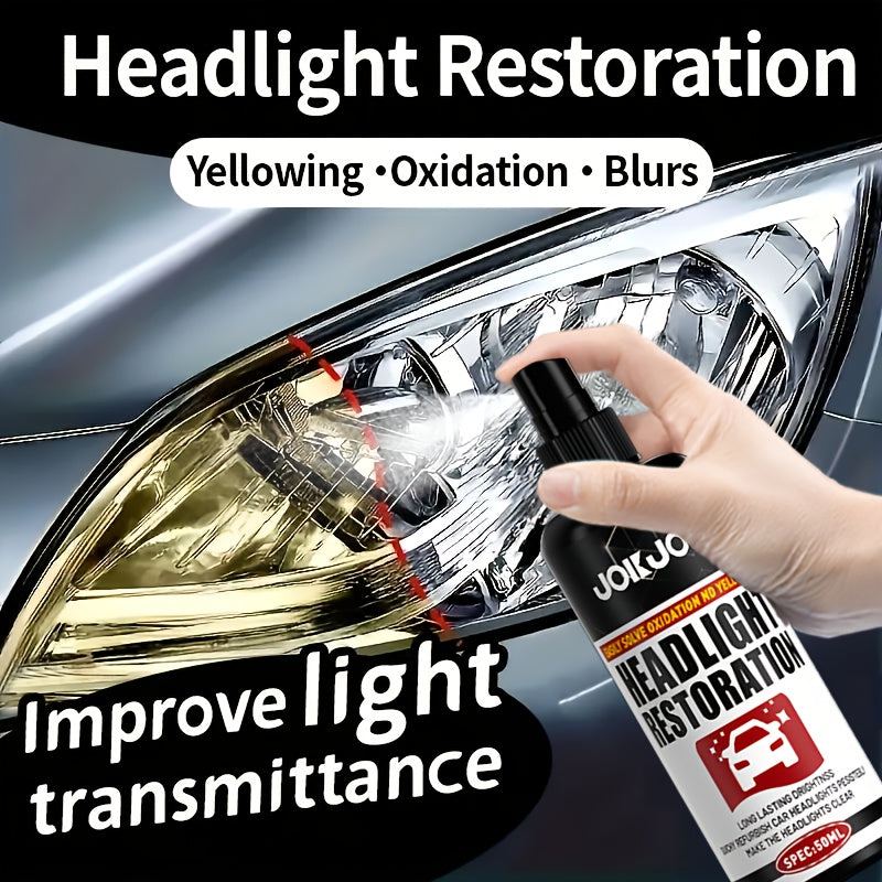 50ml Ceramic Headlight Restoration Spray, Premium Car Headlight Repair Tool - Remove Yellowing and Oxidation, Restore Clarity, Long-lasting Light Coating Protective Spray