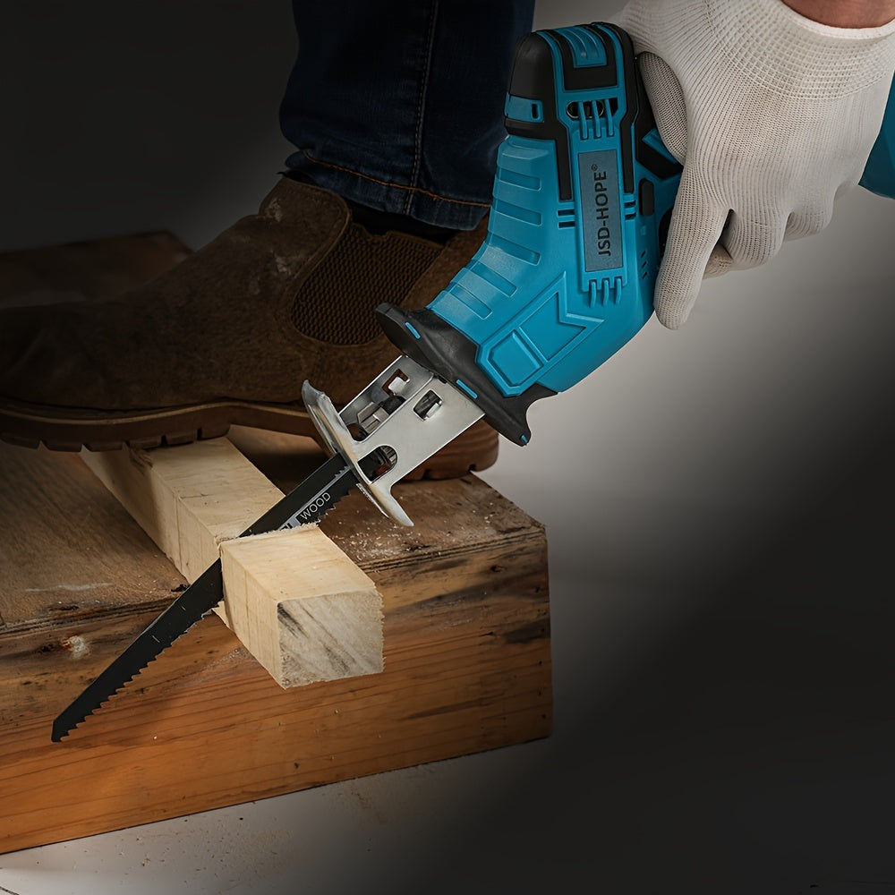 JSD-HOPE - Serra Elétrica Recíproca Similar à Motosserra (Simulação) - Serra elétrica portátil com bateria de iões de lítio, compatível com as lâminas A23/A33/A43/A53, ficha europeia (220-240V) para projetos de jardinagem e paisagismo.