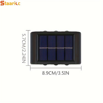 Staaricc 6/ 4/ 2pcs Solar Wall Light, Outdoor 6 LED Deck Lights, Wall Light, For Courtyard, Street, Fence, Garage, Garden Perfect Decoration