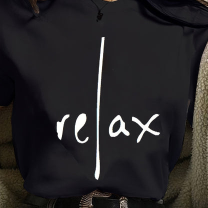 Relax Print Crew Neck T-Shirt, Casual Short Sleeve Top For Spring & Summer, Women's Clothing