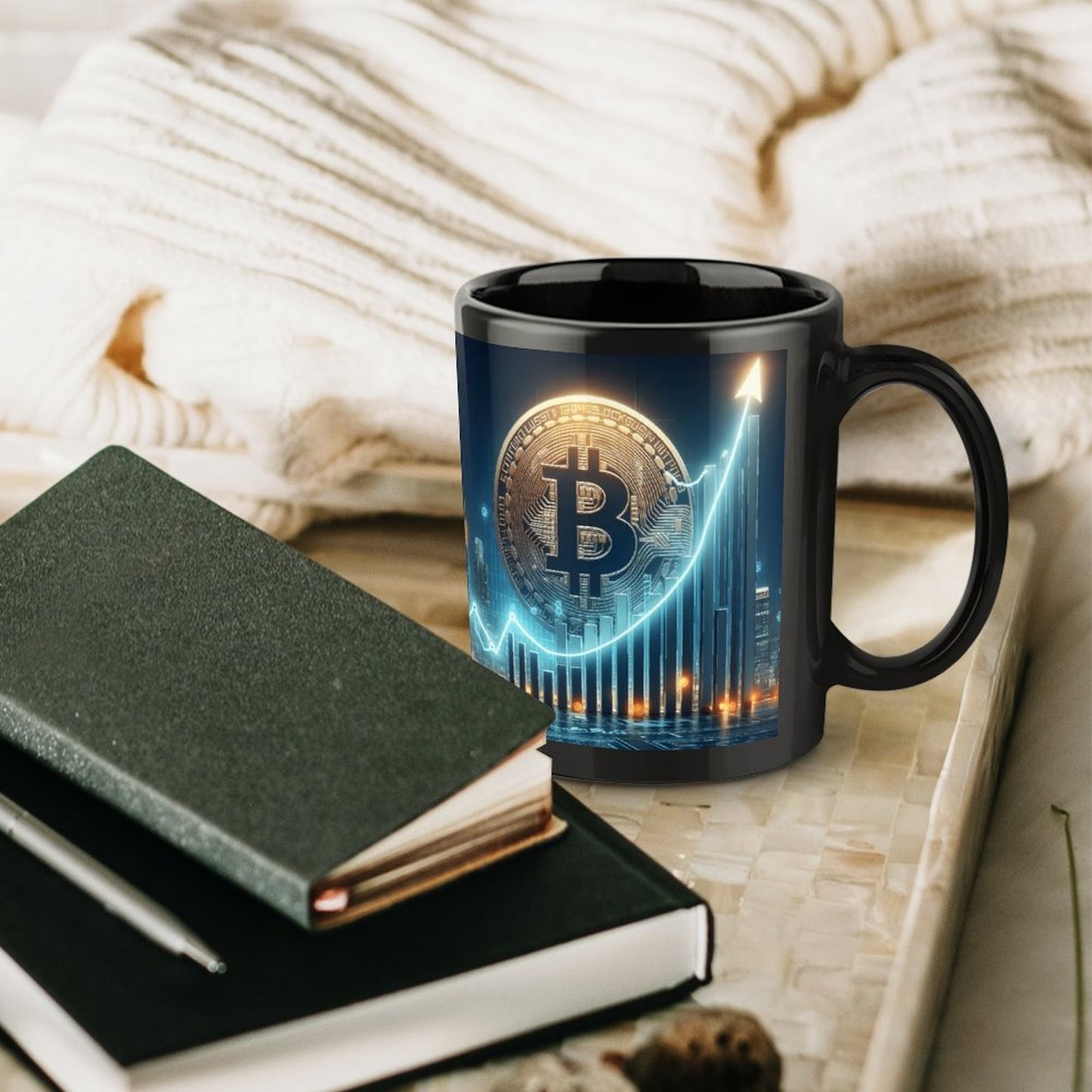 1pc 11oz Bitcoin Ceramic Coffee Mug – Insulated Reusable Tea Cup with Crypto-Themed Design, Perfect Gift for Women, Mom, or Girlfriend, Gift for Crypto Enthusiasts | Cryptothemed Mug | Sleek Glossy Finish