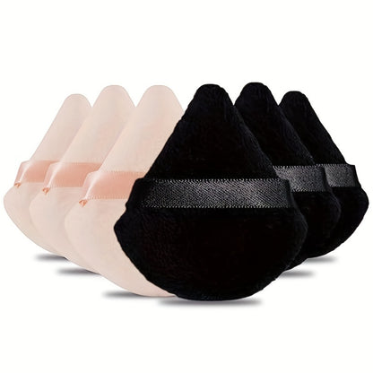 5pcs Soft Triangle Powder Puffs for Loose Powder, Mineral Powder, Body Powder, Velour Cosmetic Foundation Sponges - Nude and Black - Beauty Makeup Tools