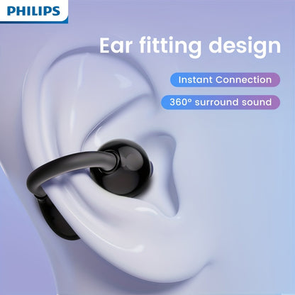 New Philips BT5.4 Earphones Wireless Sport Headphone Earbuds Touch Controlg Earclip Air Conduction Open Ear HiFi Sound 18 Hours Battery Life-TAT3469