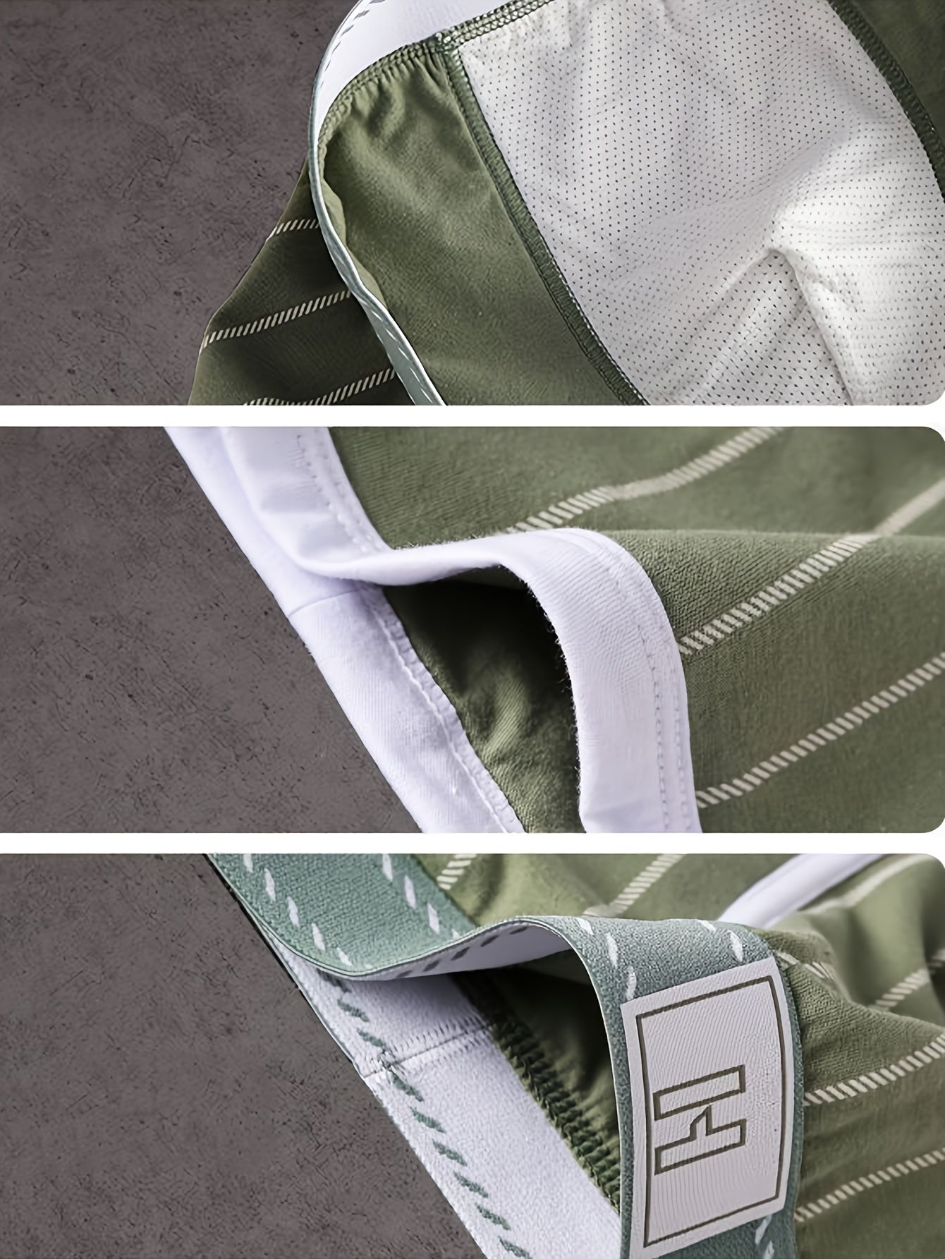 3pcs Men'S Boxer Briefs - Soft, Breathable, Stretchy Striped Boxer Shorts in Black, White, and Green - Comfortable Casual Underwear for Teens and Adults, Comfortable Underwear | Trendy Boxer Briefs | Medium Elasticity