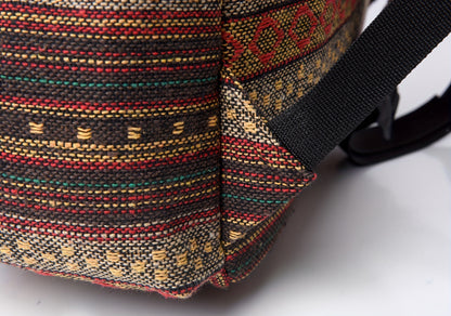 2025 vintage style backpack with adjustable straps, multiple compartments in brown, red, blue, and gray, large capacity travel and vacation backpack, travel backpack