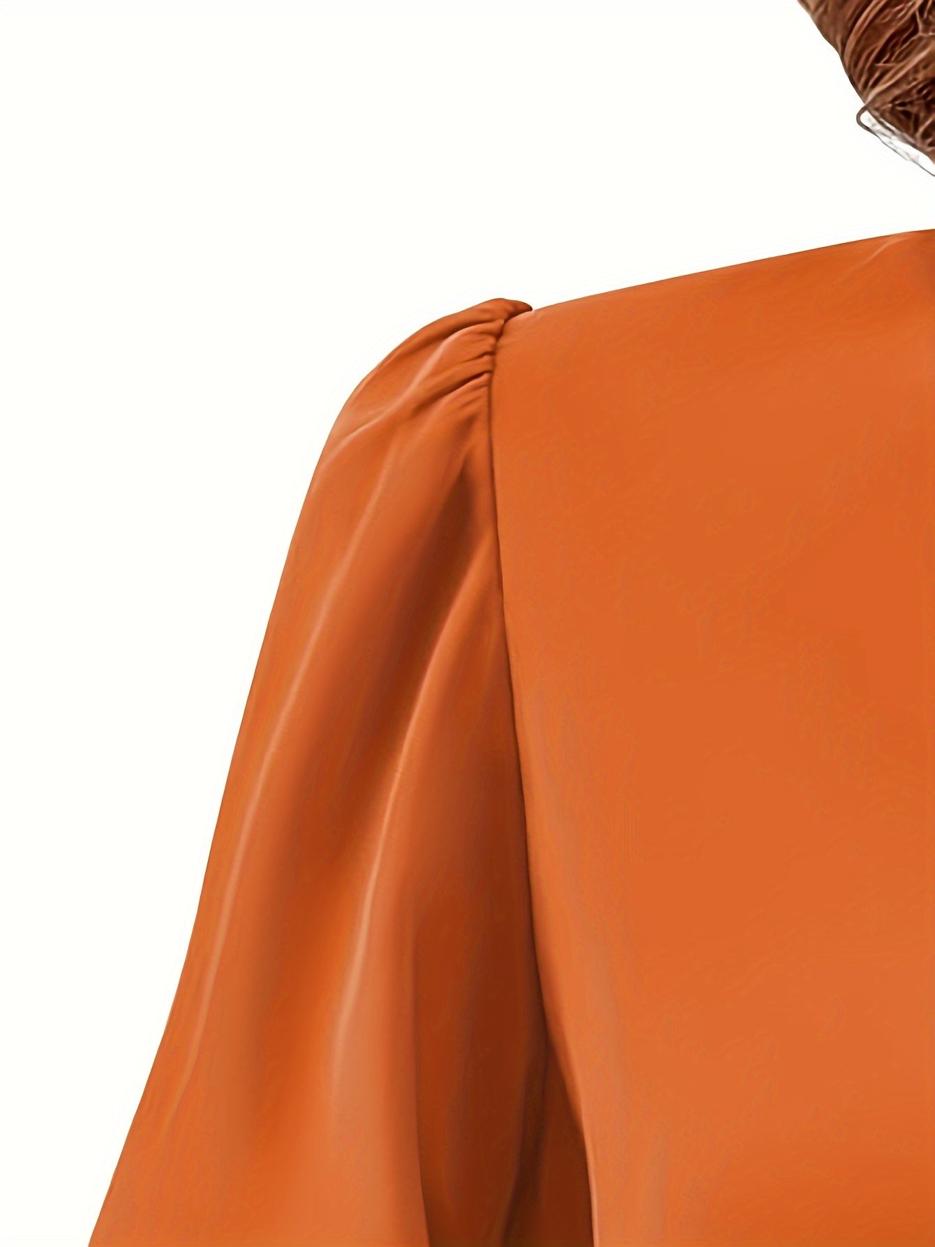 Solid V Neck Simple Blouse, Elegant Long Sleeve Ruched Blouse, Women's Clothing
