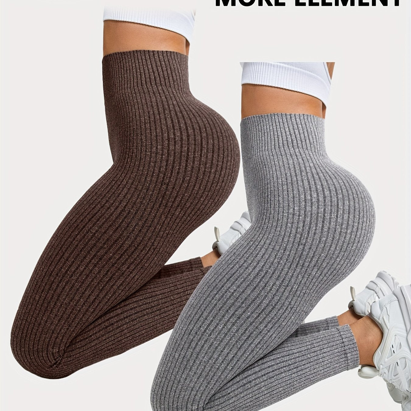 2pcs Women'S High-Waisted Yoga Leggings - Seamless Ribbed Texture, Tummy Control & Butt-Lifting, Breathable & Moisture-Wicking, 7/8 Length for Gym, Outdoor & Casual Wear - All-Season Stretchy Workout Pants, Yoga Pants, Gym Ap
