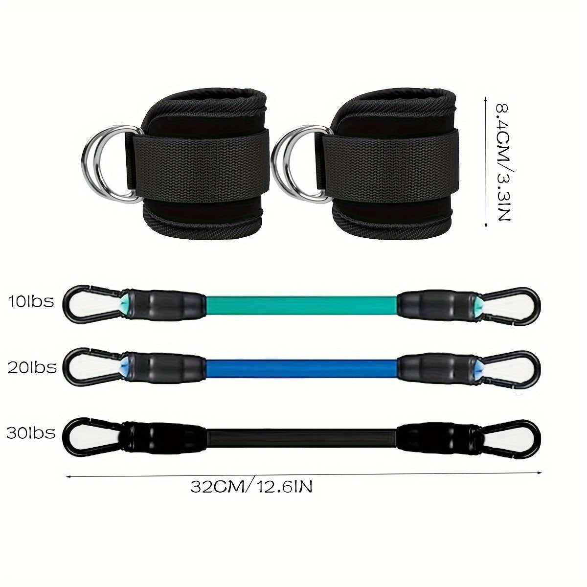 Adjustable Ankle Resistance Bands Set With Ankle Strap, Home Gym Booty And Leg Strength Training Equipment, Glute Kickback Straps