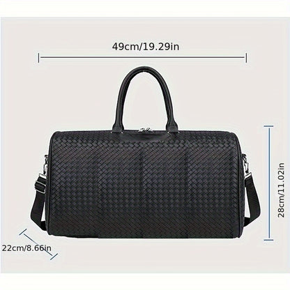 Large Capacity Gym Bag, Travel Duffel, Suitcase - Convertible Carry-On/Luggage with Zippered Front Pocket, Sturdy Handles - Compatible with TSA Locks - Business & Fitness Use - Elegant Black Synthetic -like Exterior - Easy-Cl