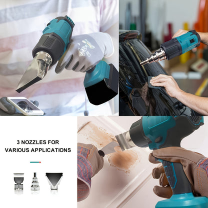 Cordless Heat Gun, Hot Air Gun Compatible With Makita 18V Battery, Dual Temp Setting Max 1022°F (550°C), 3 Nozzle For Crafts, Shrinking PVC, Wrapping And Paint Stripping (No Battery)