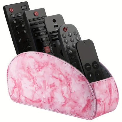 Remote Control Holder with 5 Compartments - Black Faux Leather Remote Caddy for TV, DVD, Blu-Ray, Media Player, And Heater Control, Independent Storage, Desk & Drawer Organizer for Home Storag, Desk & Drawer Organizer for Hom