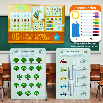 Conjunto de Caderno Mágico Reutilizável com 64 Páginas | Desenvolvimento Cerebral Integral, Controlo da Caneta e Atividades Educativas de Desenho | Aprenda a Escrever com Papel | Páginas Coloridas | Presente para o Regresso às Aulas