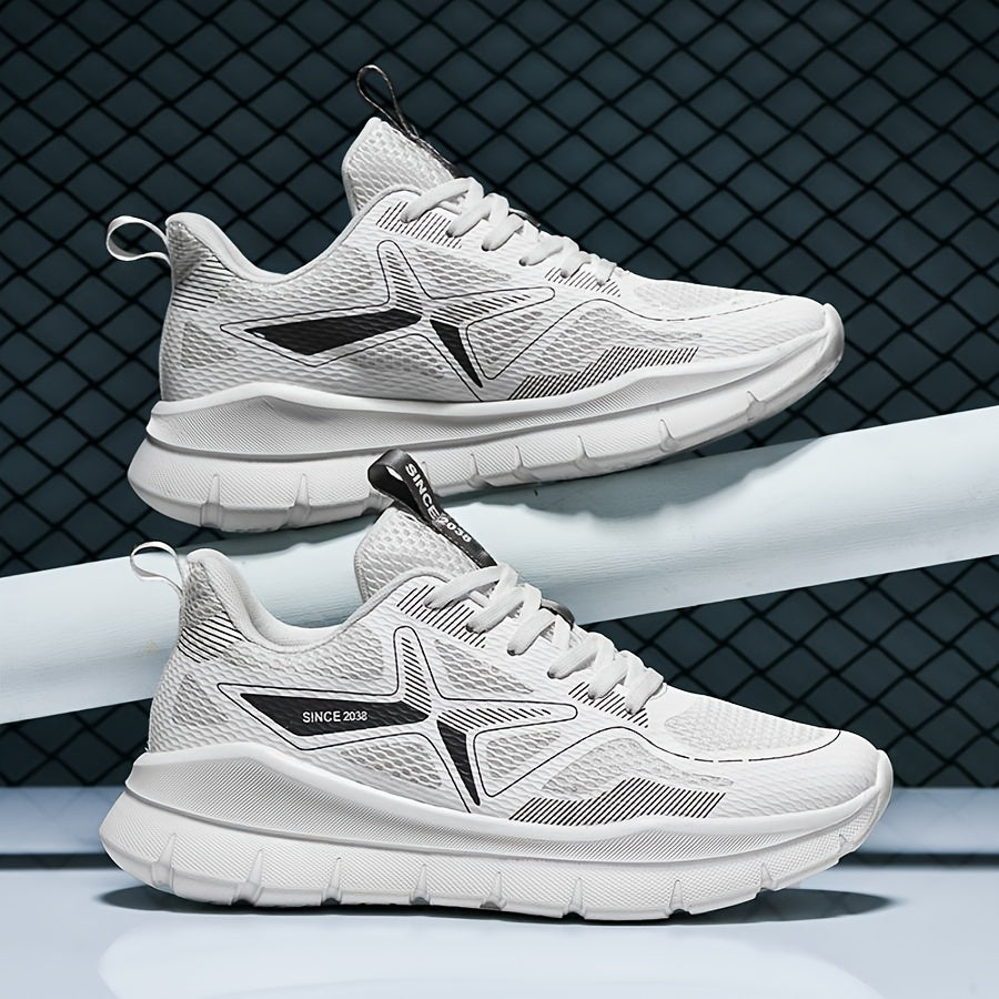 Ténis desportivos unissexo para corrida de rua, ténis casuais, respiráveis ​​e leves de cano baixo com sola grossa para todas as estações, calçado desportivo confortável e durável para caminhadas e atividades ao ar livre - fecho com atacadores.