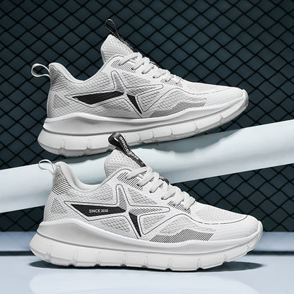 Ténis desportivos unissexo para corrida de rua, ténis casuais, respiráveis ​​e leves de cano baixo com sola grossa para todas as estações, calçado desportivo confortável e durável para caminhadas e atividades ao ar livre - fecho com atacadores.
