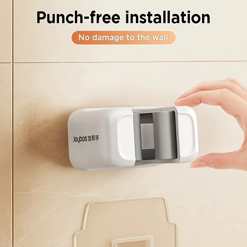 2pcs Wall Mounted Mop and Broom Holder, No-Drill, Wall-Mounted Storage Rack, Bathroom Storage Rack for Kitchen and Bathroom, Multifunctional Tools Storage Clip for Bathroom Kitchen Garden, Cleaning Accessories, Household Gadg