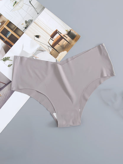 4 Pack Seamless Panties, Sporty & Comfy Solid Brief Panties, Women's Lingerie & Underwear