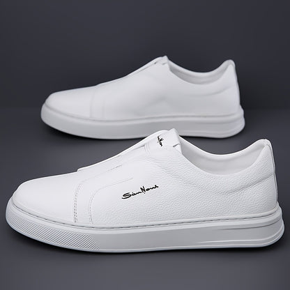 Men'S Navy Blue Slip-On Sneakers - Stylish Low Top Casual Shoes with White Sole, Comfortable Microfiber Upper, Perfect for Daily Outings and Outdoor Activities, All-Season Footwear, Casual Walking Shoes|Stylish Slipon Sneaker